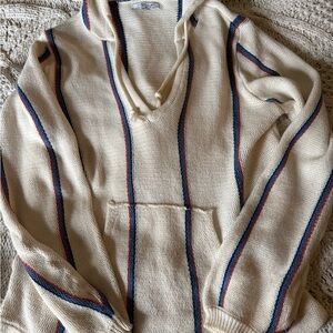 O'Neill Beige V-Neck Sweater with Multicolor Stripes